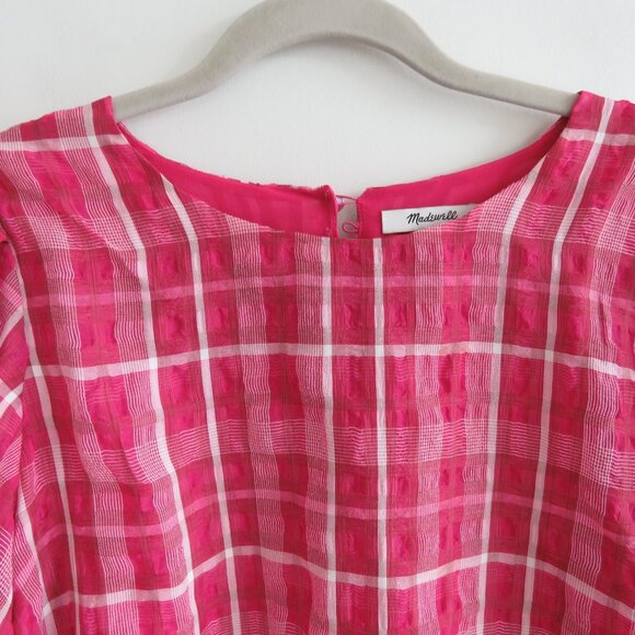 MADEWELL Plaid Puff Sleeve Top in Azalea Plaid Boho Preppy - Size M - Picture 4 of 14